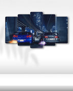 Nissan Skyline R34 & Toyota Supra MK4 - 5 Parçalı Araba Tablo